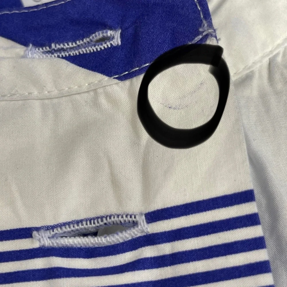 NWT J Crew Striped Tunic Top 3/4 Wide Sleeves Half Button Blue White Sz XS